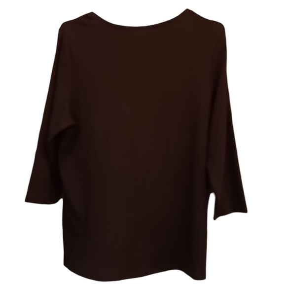 NEW KAREN SCOTT Soft Pullover Top Knit Tee XL V-Neck Staple Casual Stretch Brown - Picture 2 of 8